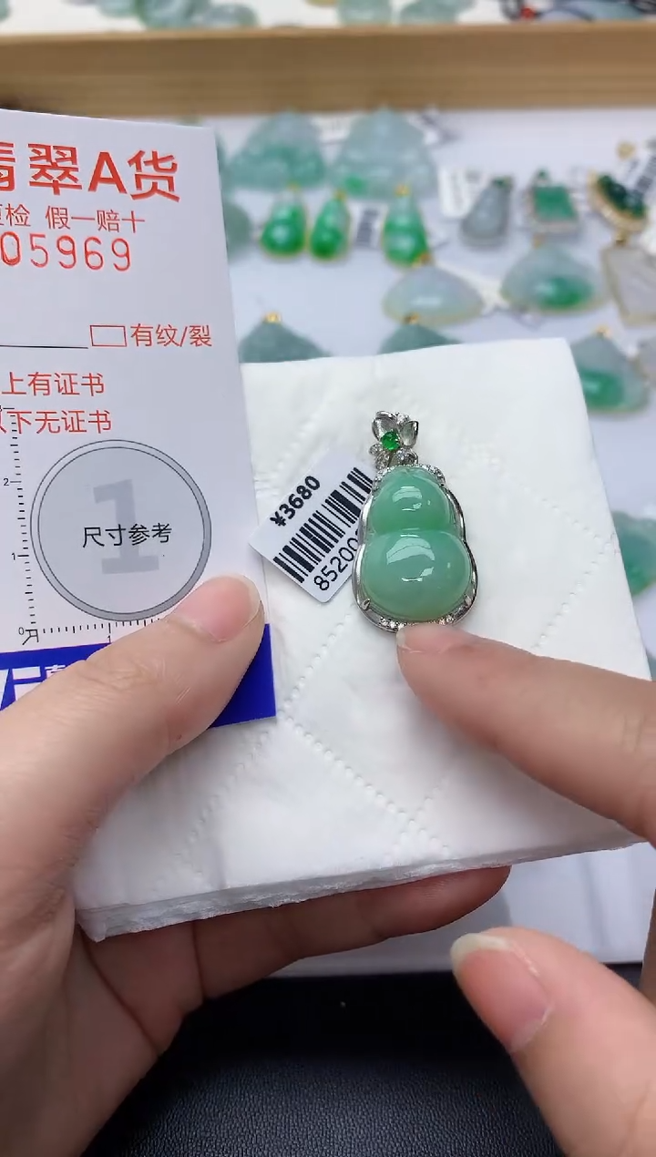 颈饰银S925镶嵌翡翠天然A货