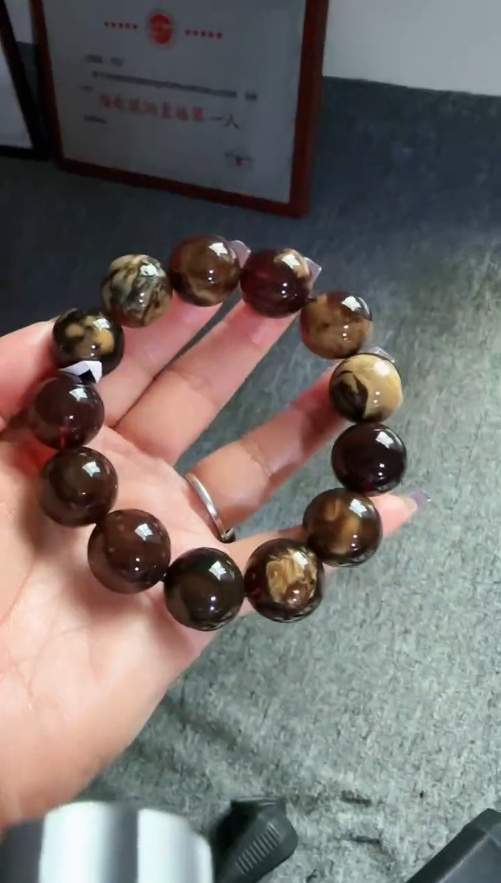 未镶嵌琥珀手串孤*#64缅甸琥珀溶洞手串19mm