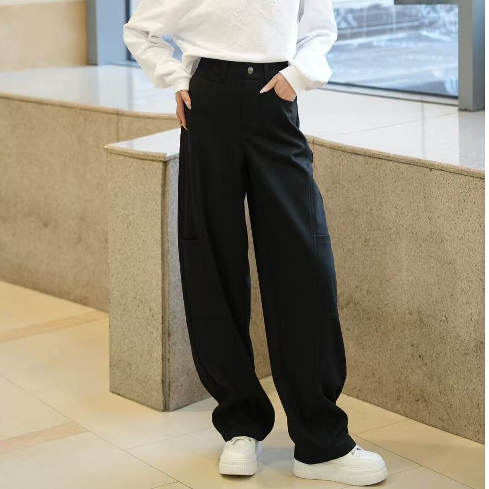 GIRDEAR/哥弟110040新款百搭高腰休闲复古宽松时尚女士弯刀牛仔裤