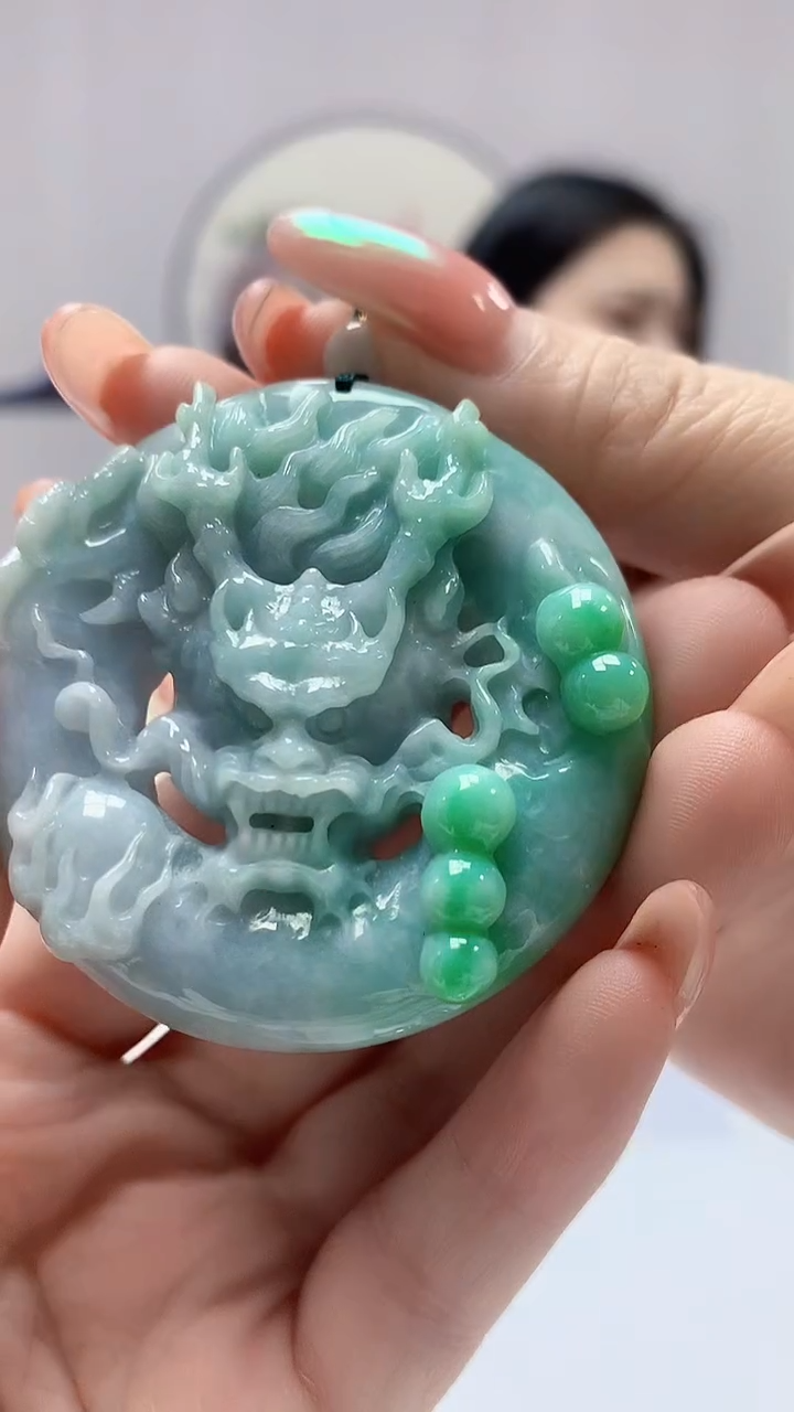 【闪购商品】定制翡翠未镶嵌0405DD-毛货挂件龙牌135