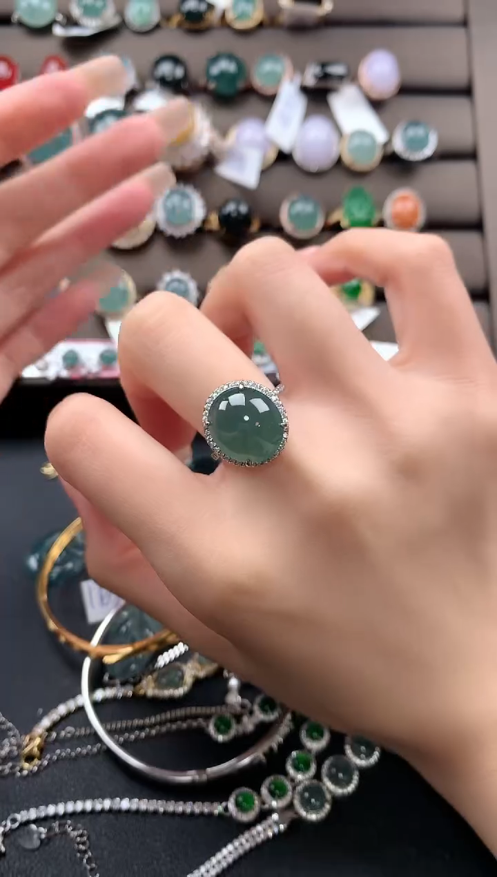 【闪购商品】翡翠戒指银S925镶嵌423423