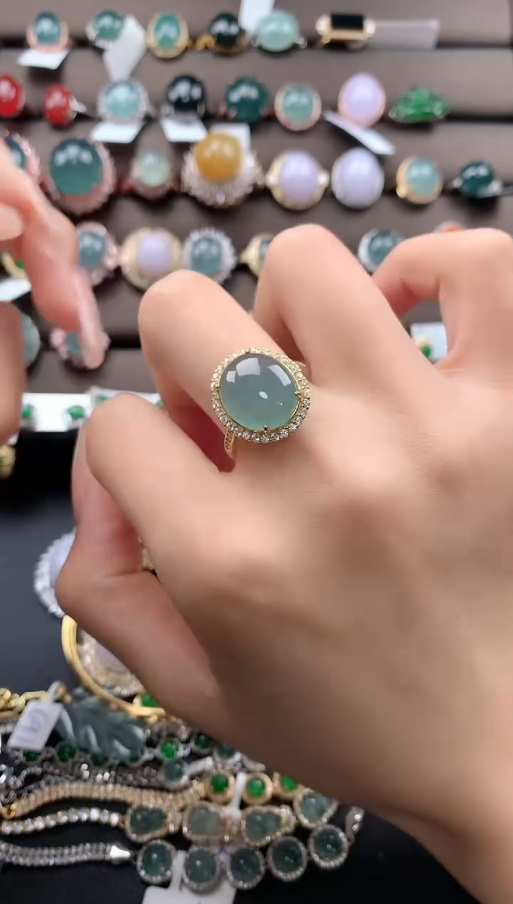 【闪购商品】翡翠戒指银S925镶嵌432432