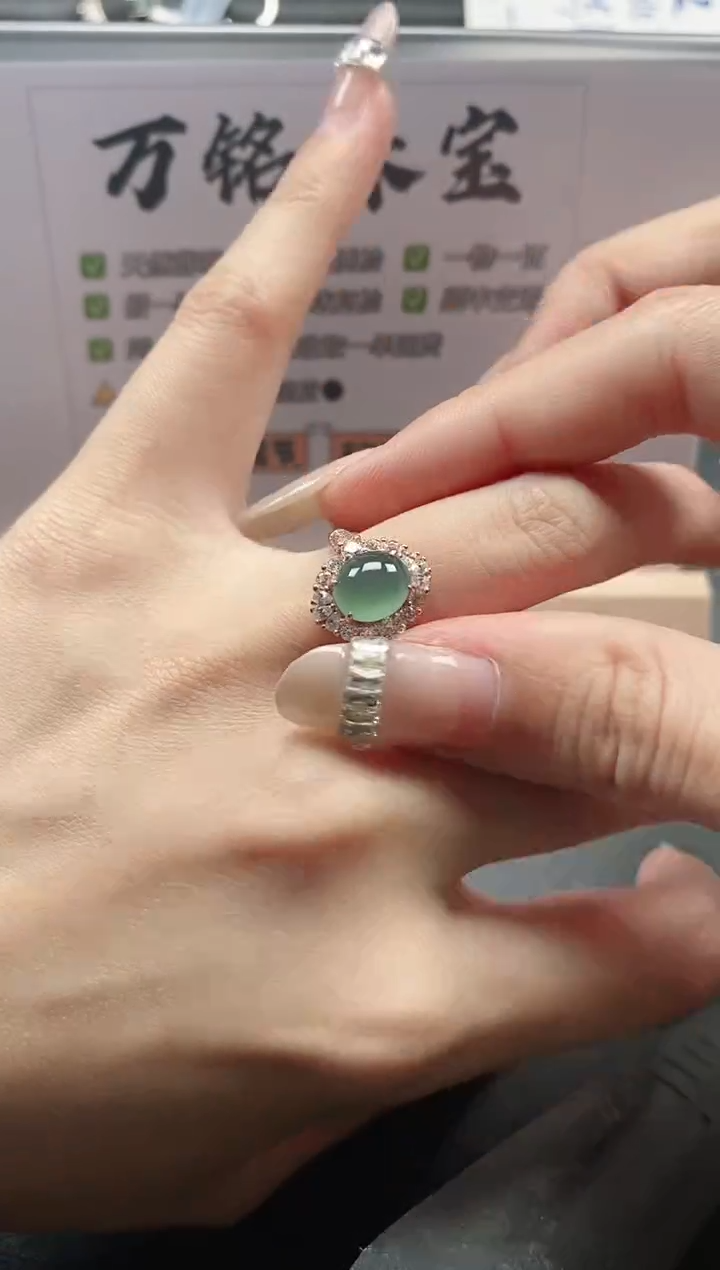 银S925镶嵌戒指翡翠51511