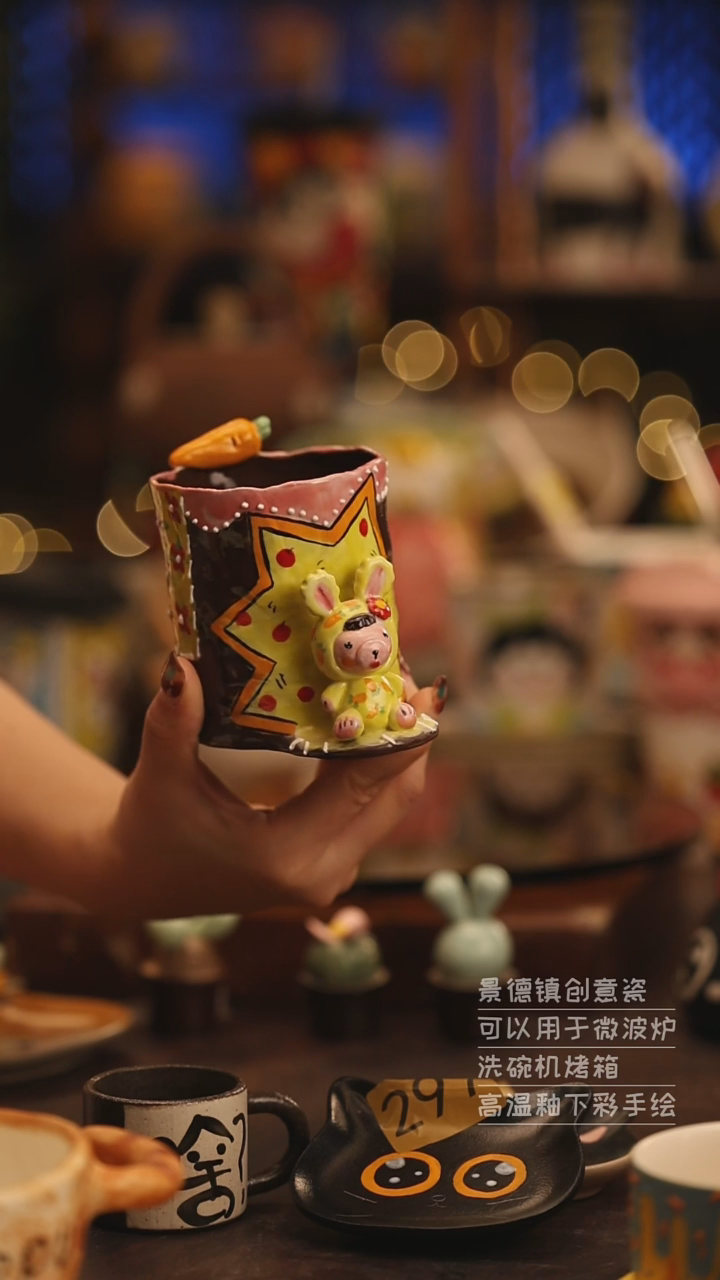 陶瓷景德镇可爱陶瓷釉下彩绘设计师款