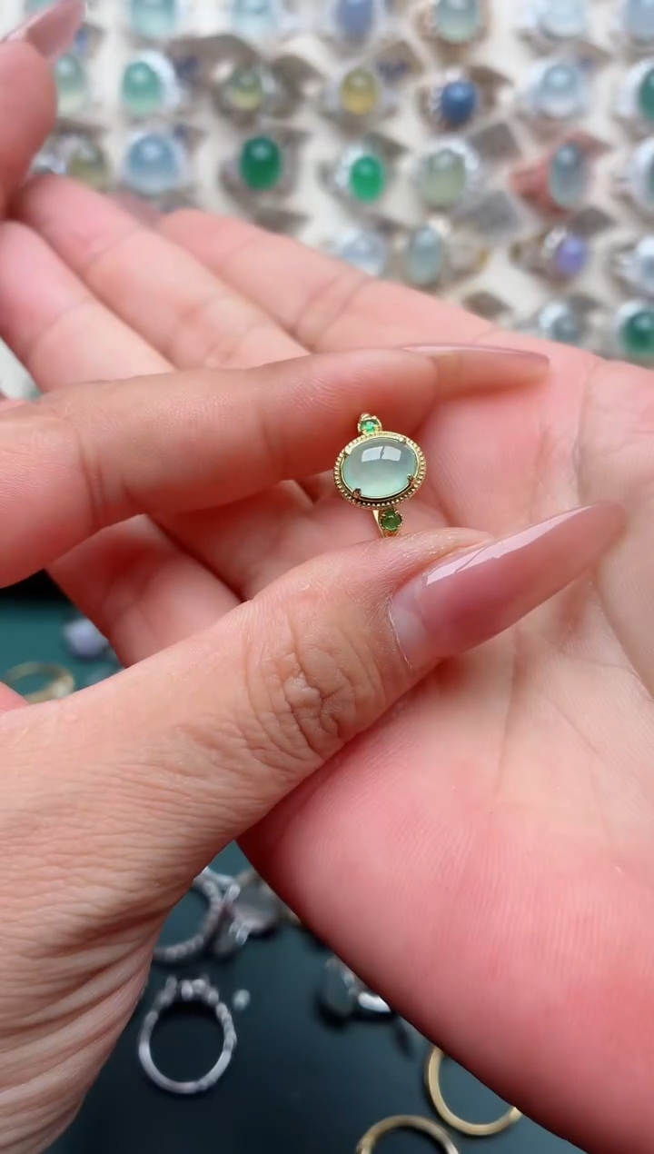 银S925镶嵌戒指翡翠.