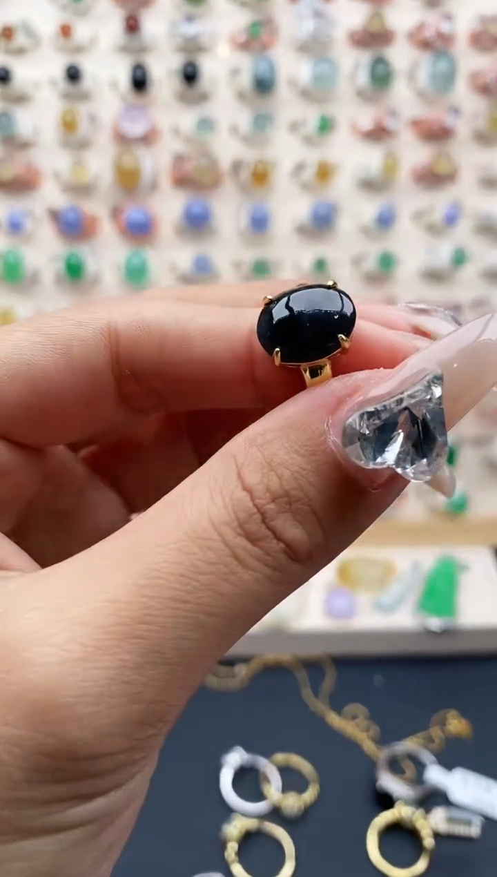 【闪购商品】翡翠戒指银S925镶嵌缅甸天然A货翡翠444   8+3