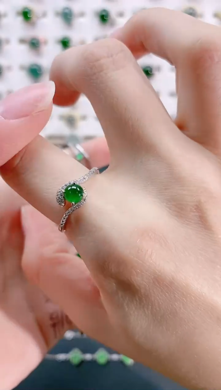 【闪购商品】翡翠戒指银S925镶嵌天然翡翠