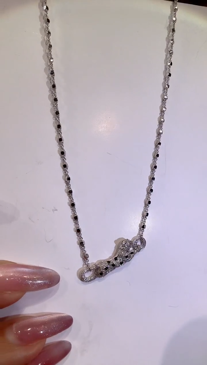 【闪购商品】钻石项链18K金镶嵌横版豹子