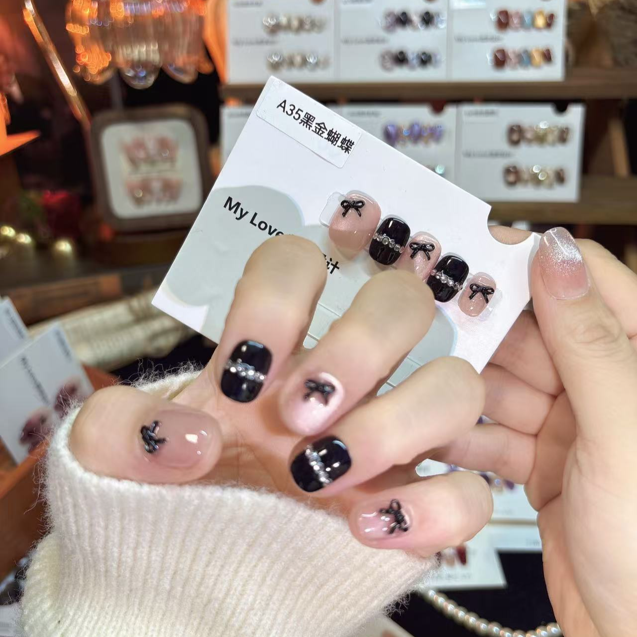 A35【黑金蝴蝶】新年款纯手工秋冬显白气质穿戴甲