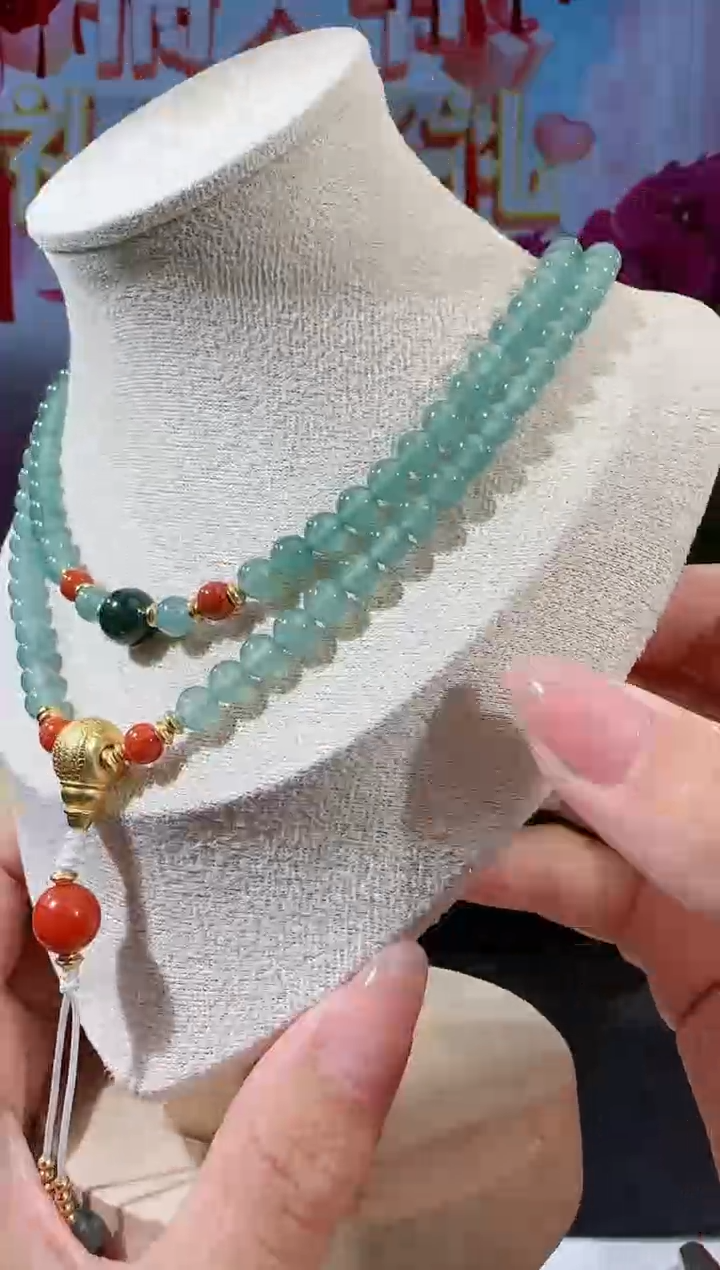 【闪购商品】翡翠项链银S925镶嵌长串多样性发一