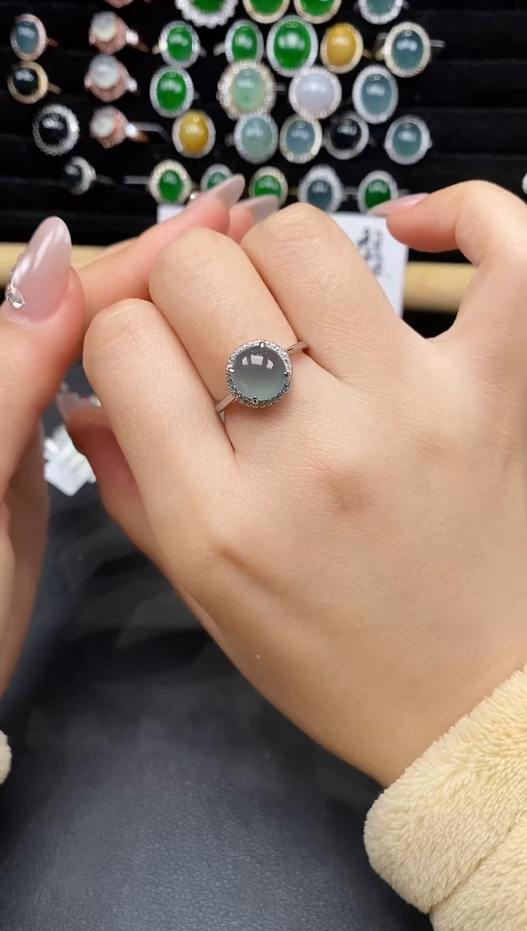 银S925镶嵌戒指翡翠3783