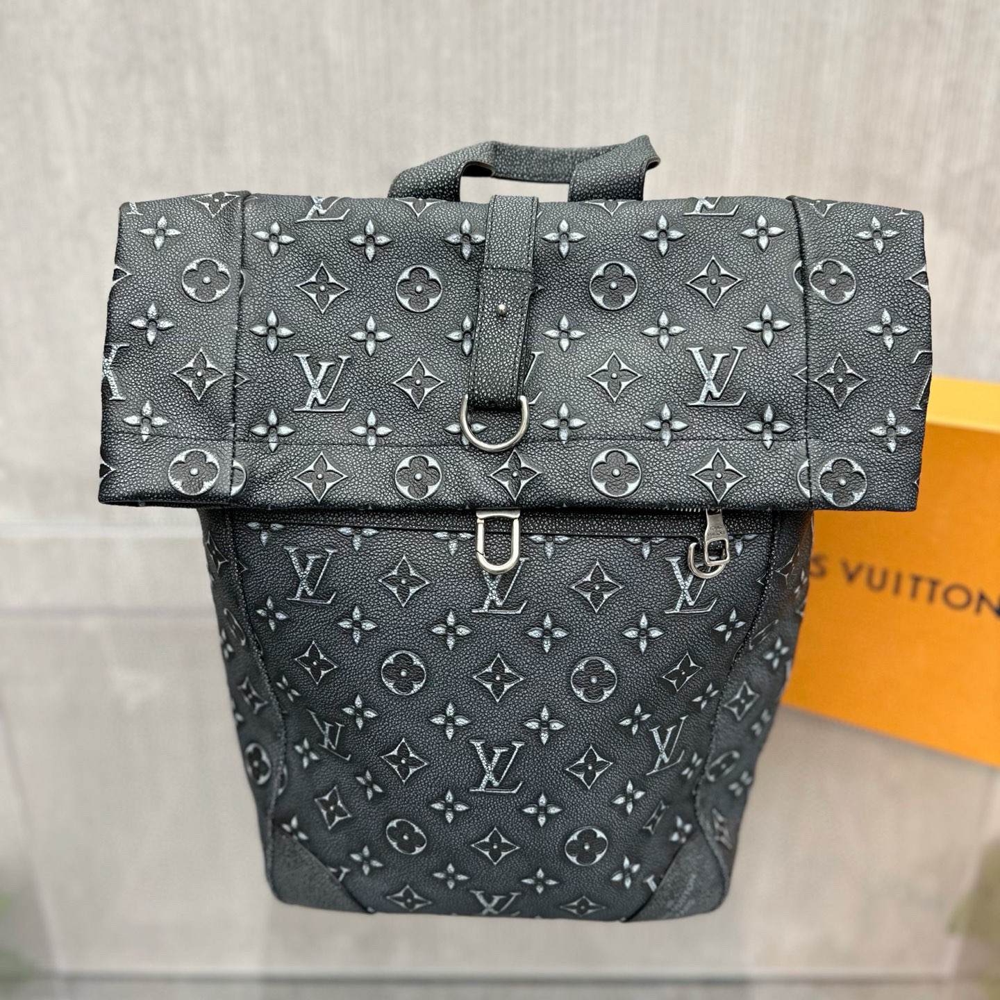 99新 LouisVuitton/路易威登 老佛爷 老花满印拉链双肩包书包