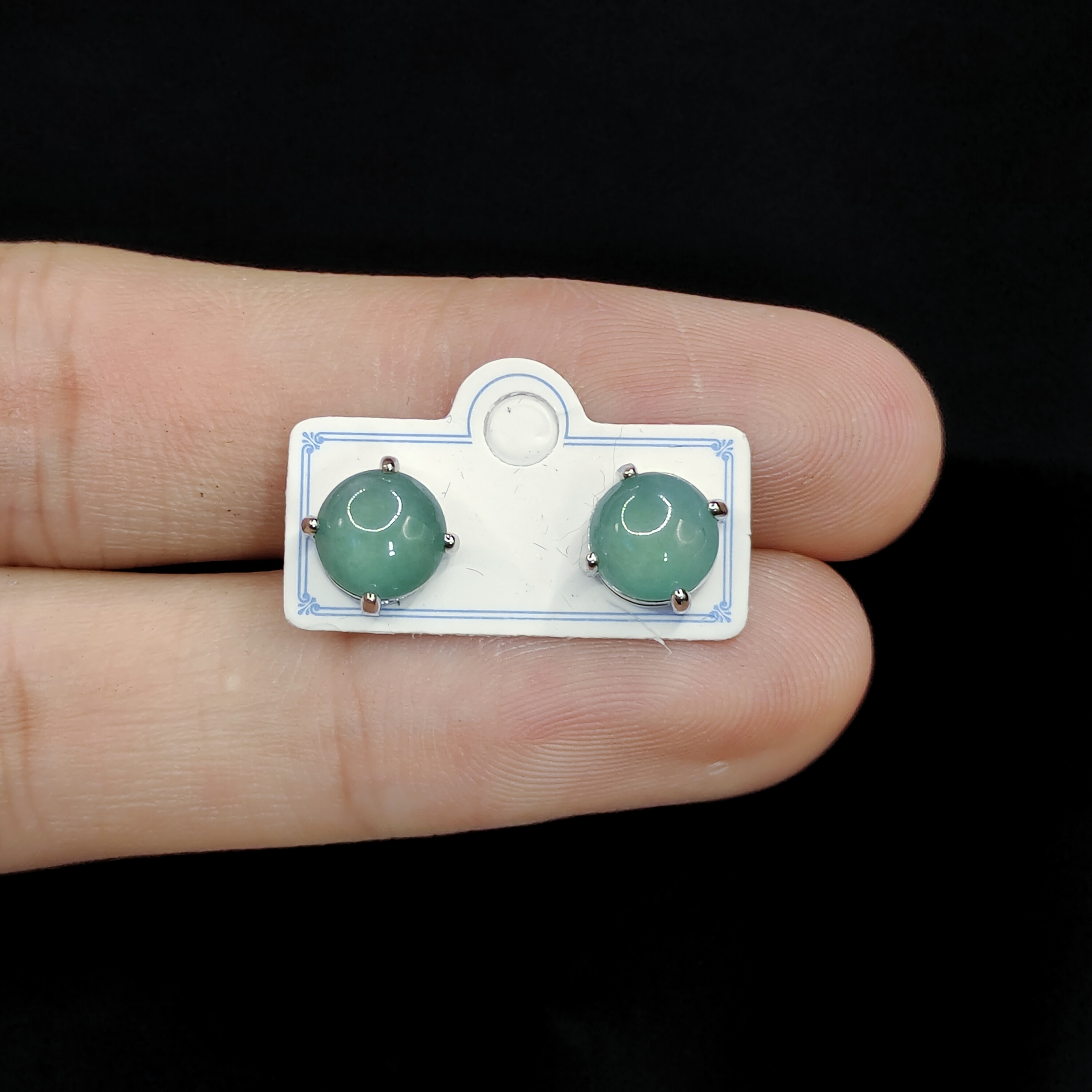 【李想精选】翡翠蛋面耳钉S19RL【多样性发其一】约6-4mm