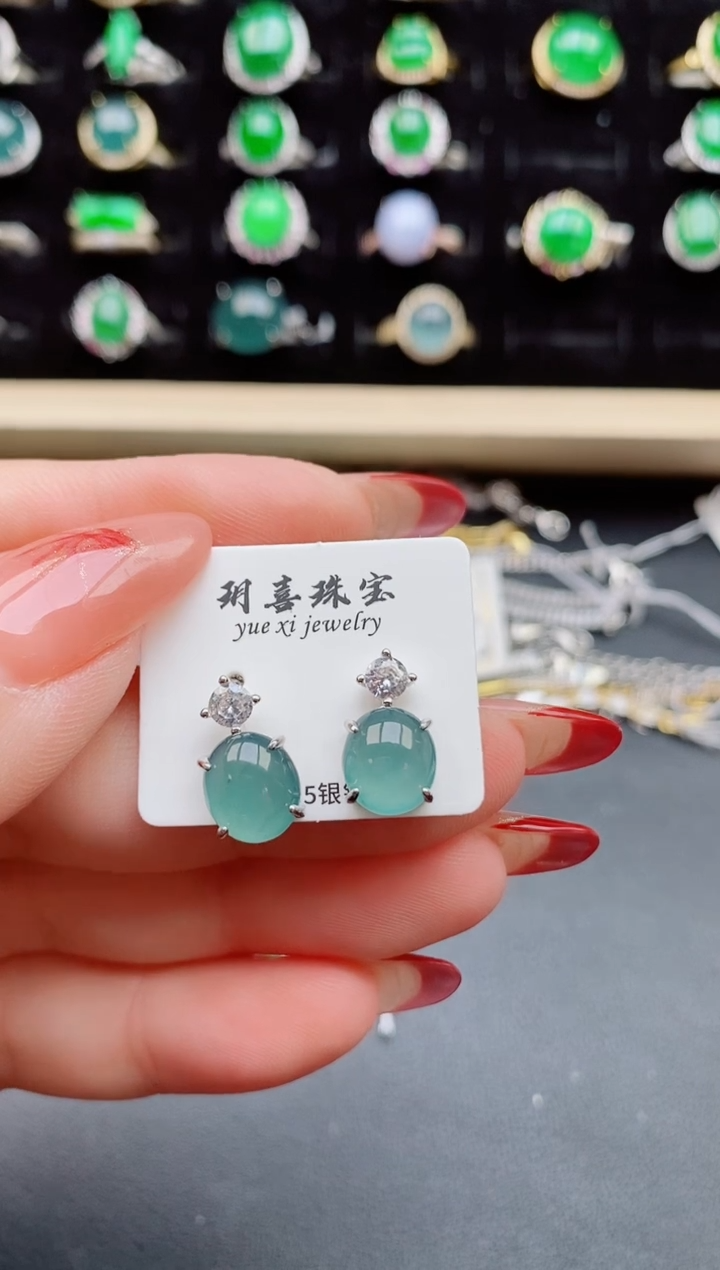 【闪购商品】翡翠耳饰银S925镶嵌213213