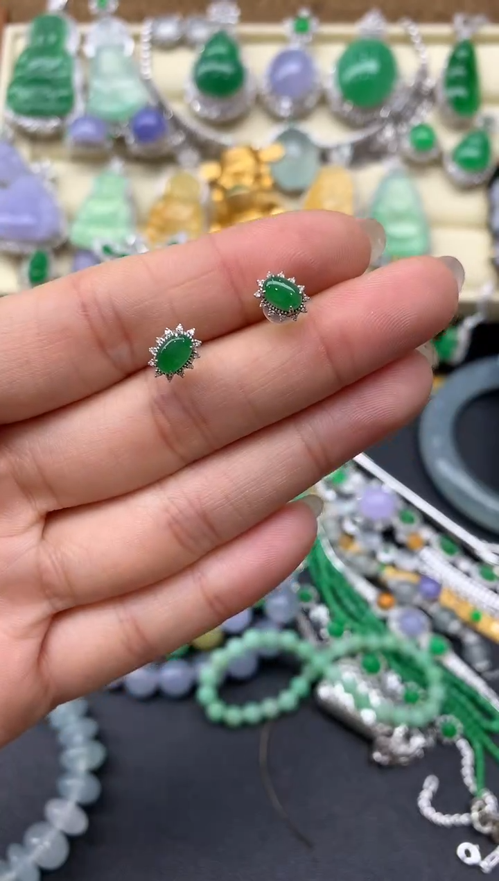 【闪购商品】翡翠耳饰18K金镶嵌361-中国好珍宝