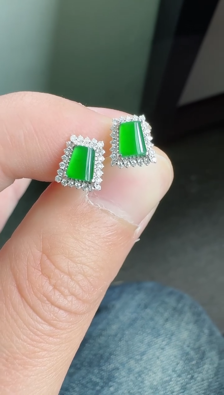 【闪购商品】翡翠耳饰18K金镶嵌寄售回流，不退不换