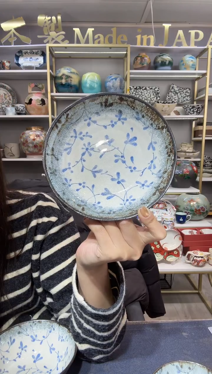 陶瓷一轮花深盘16.7cm两支