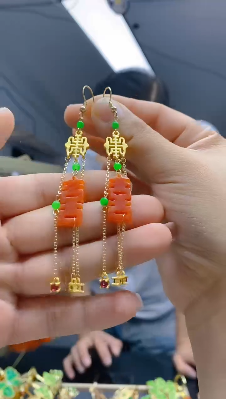 【闪购商品】翡翠耳饰合金0252翡翠耳钩