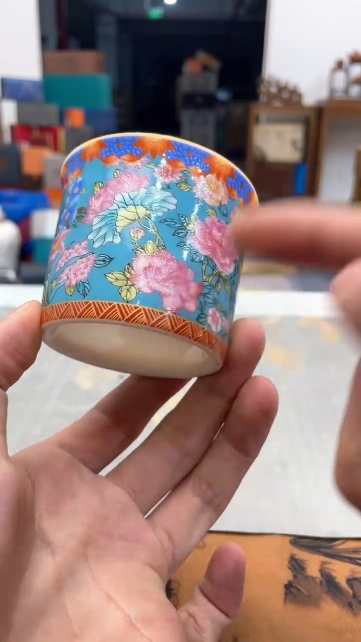 【闪购商品】瓷片@@@@@@@@@@@珐琅彩牡丹杯