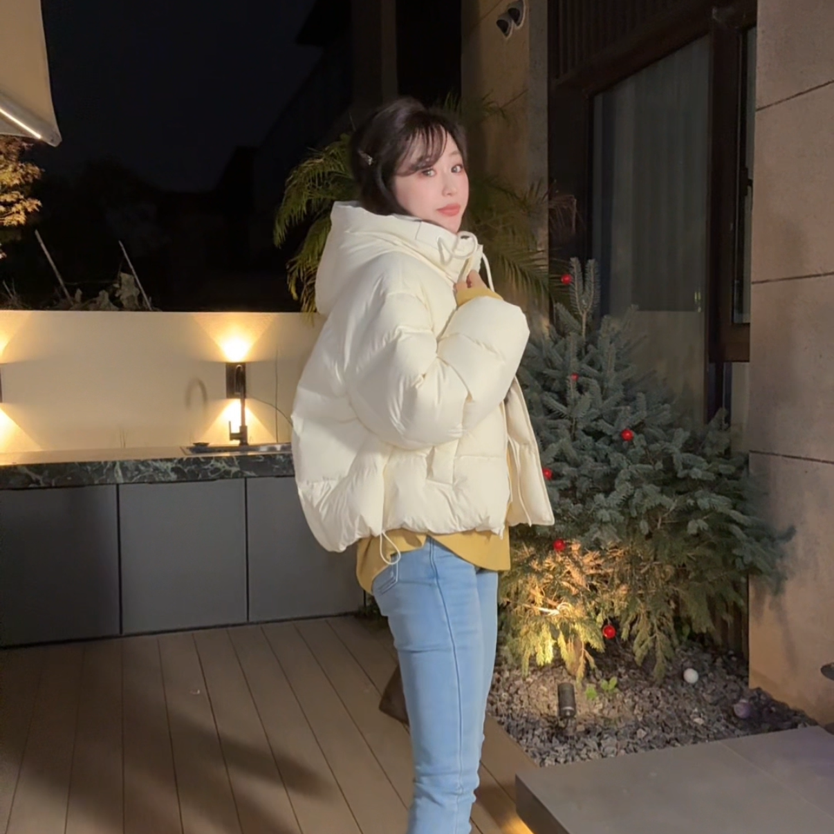 YX五YRF202511241新款纽扣面包羽绒服百搭韩版宽松冬季