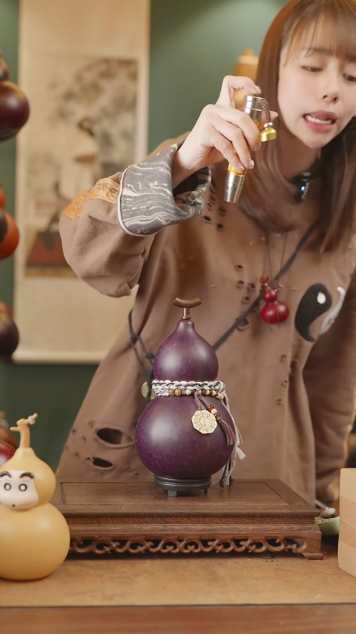 【闪购商品】169号精品天然大漆工艺防渗内胆酒葫芦~