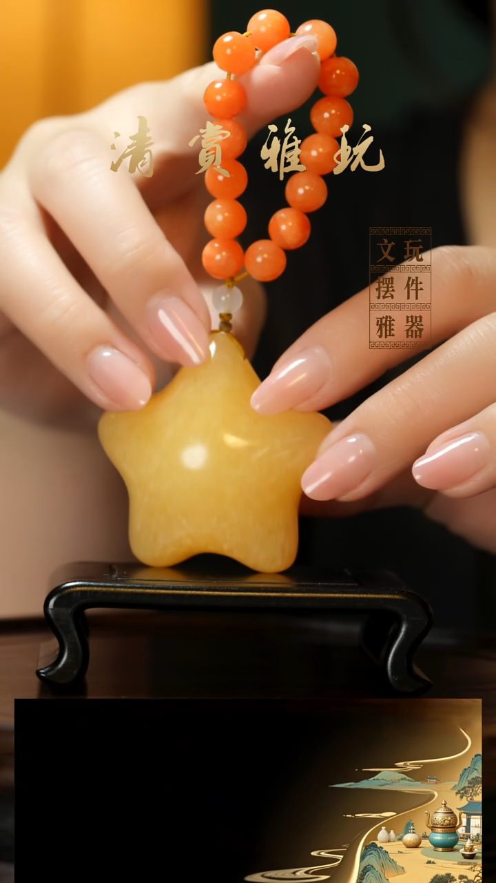 玉《星星》手把件摆件