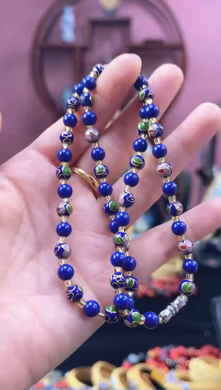 非遗 景泰蓝 0.6 项链 宝蓝