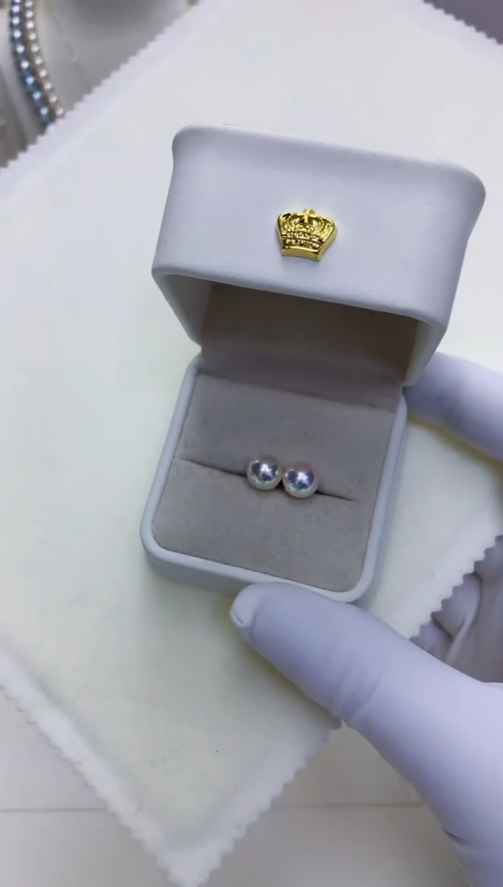 【闪购商品】海水珍珠饰品18K金镶嵌8-8.5素钉定制