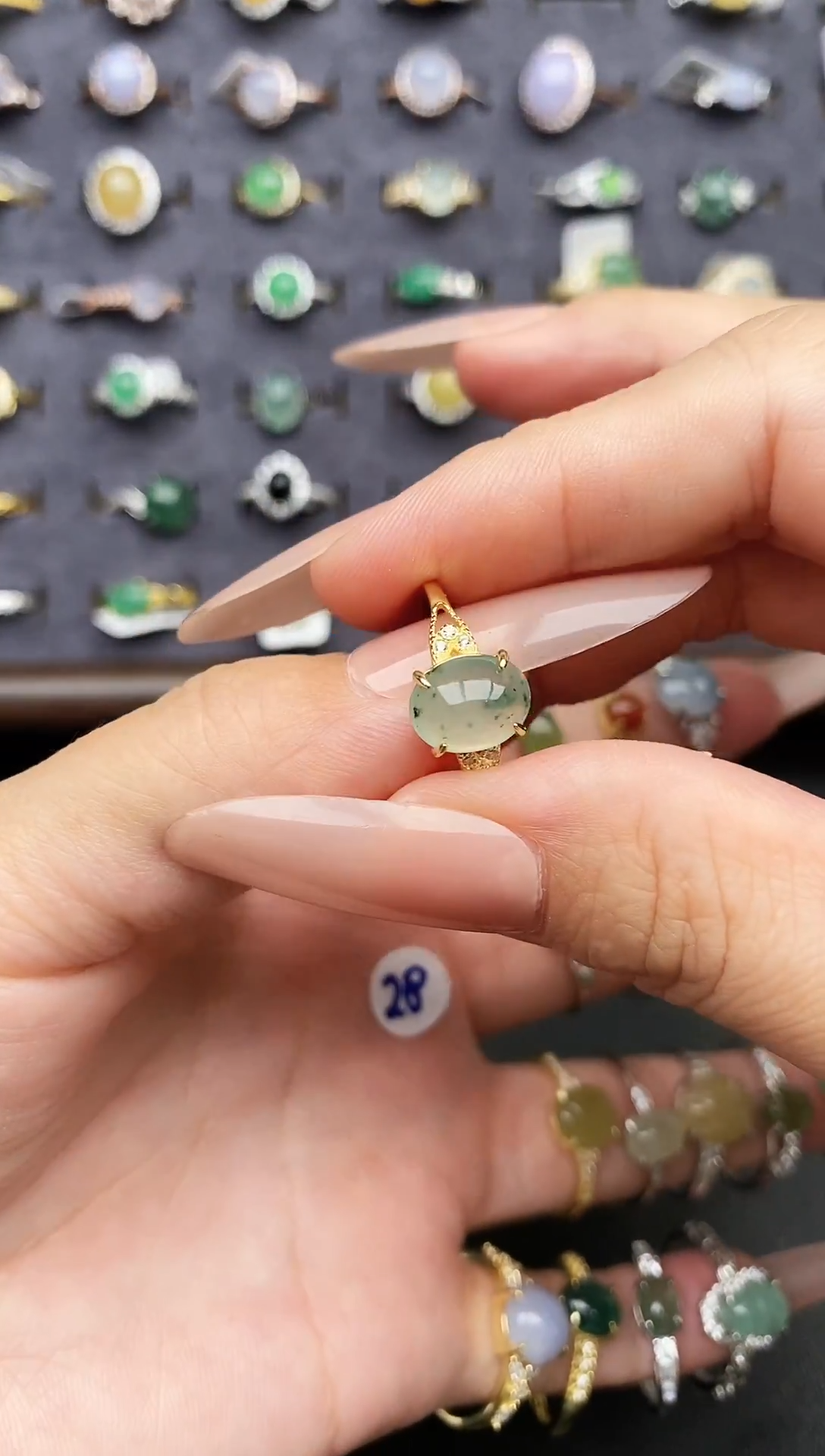 银S925镶嵌戒指翡翠天然A货翡翠111   1-