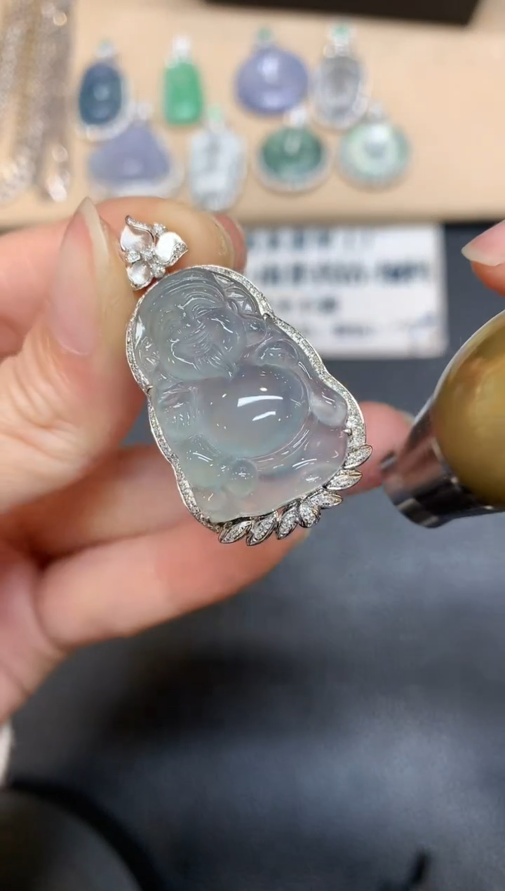 【闪购商品】翡翠吊坠(不含链)18K金镶嵌财神【无服务费