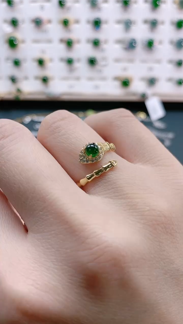 【闪购商品】翡翠戒指银S925镶嵌天然翡翠