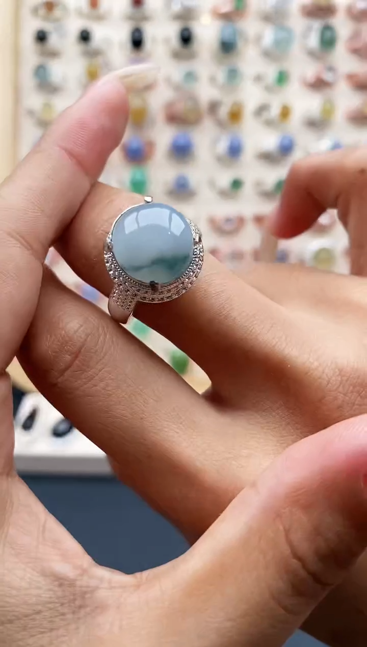 【闪购商品】翡翠戒指未镶嵌缅甸天然A货翡翠444   5+2