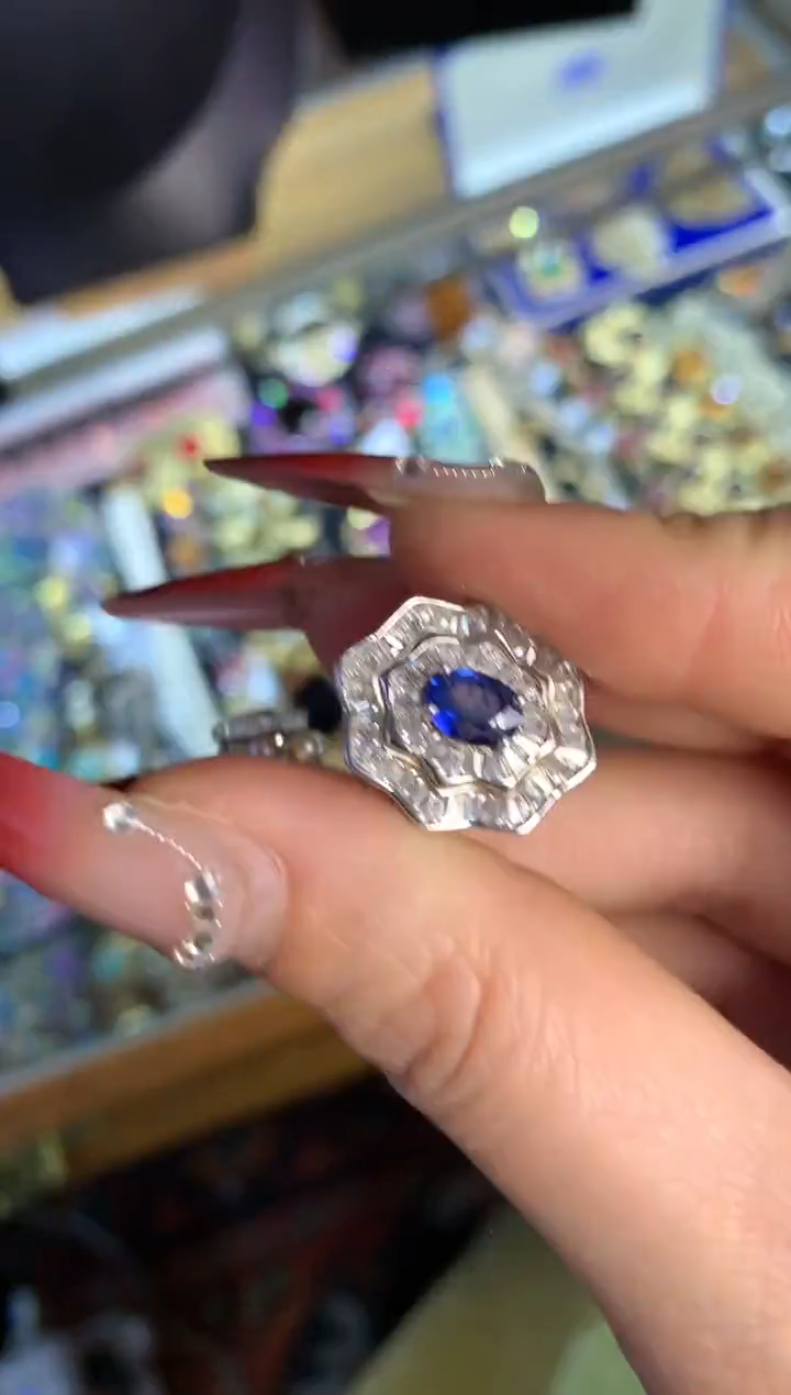 【闪购商品】蓝宝石戒指银S925镶嵌 楚楚中古珠宝甄选不退换