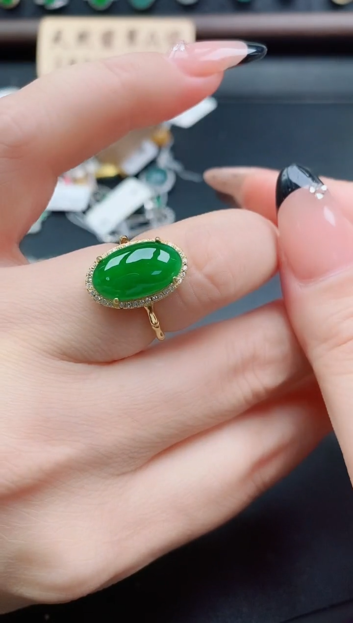 银S925镶嵌戒指翡翠1