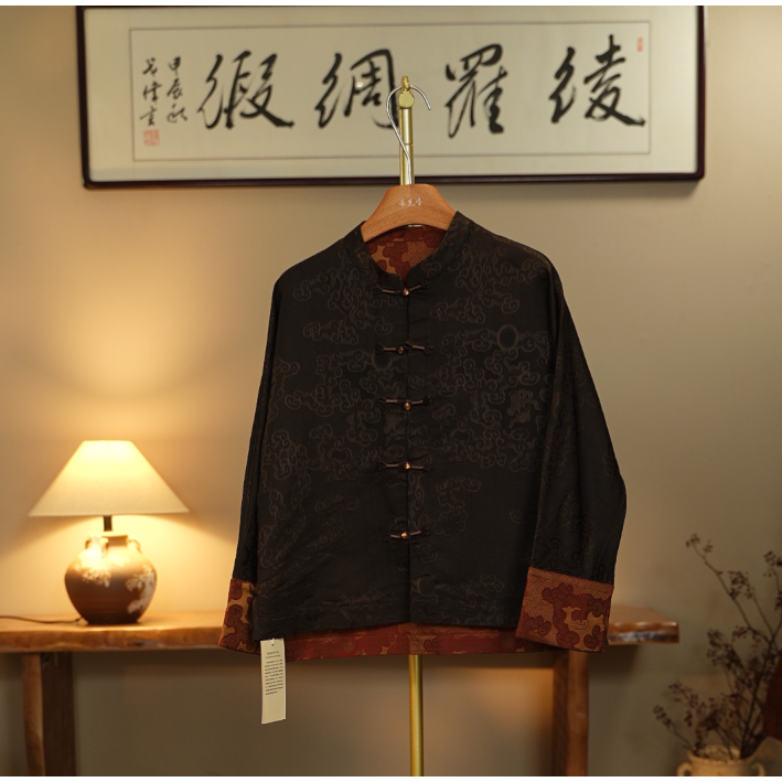 【林泉逸韵-香云纱外套】重工香云纱外套3102