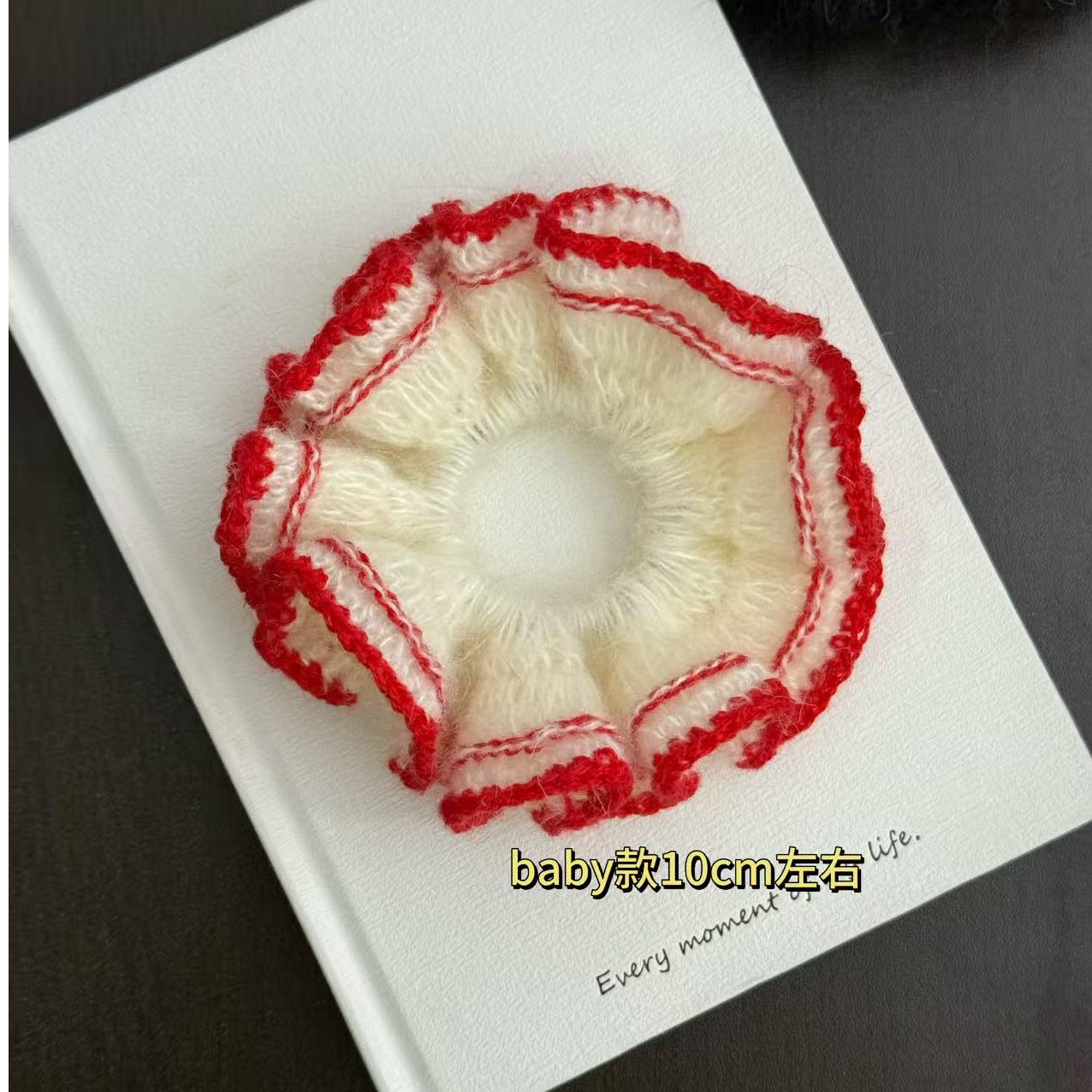 【成品】马海毛纯手工钩织韩系大肠发圈花边甜美丸子头小朋友发饰