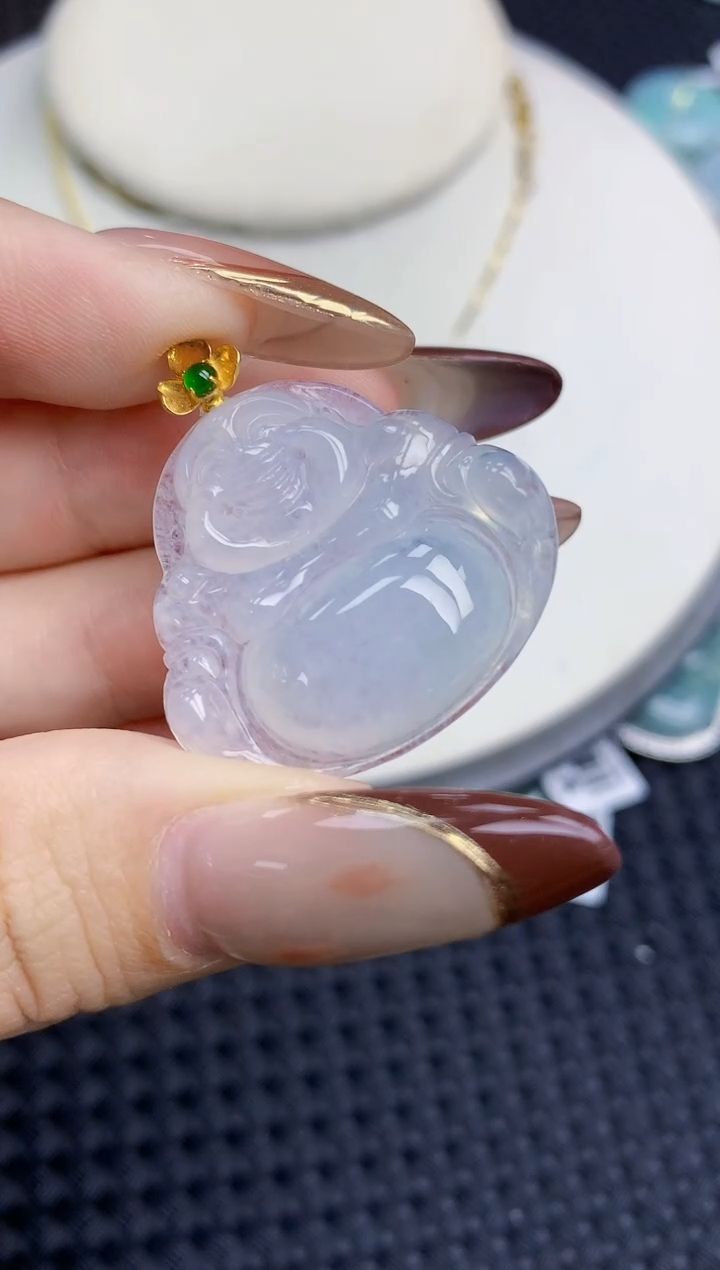 颈饰18K金镶嵌翡翠182   天然翡翠A货  百元以上9米证书费自理