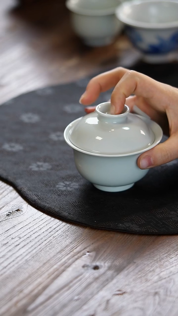 瓷景德镇纯手工纯手绘素胎盖碗