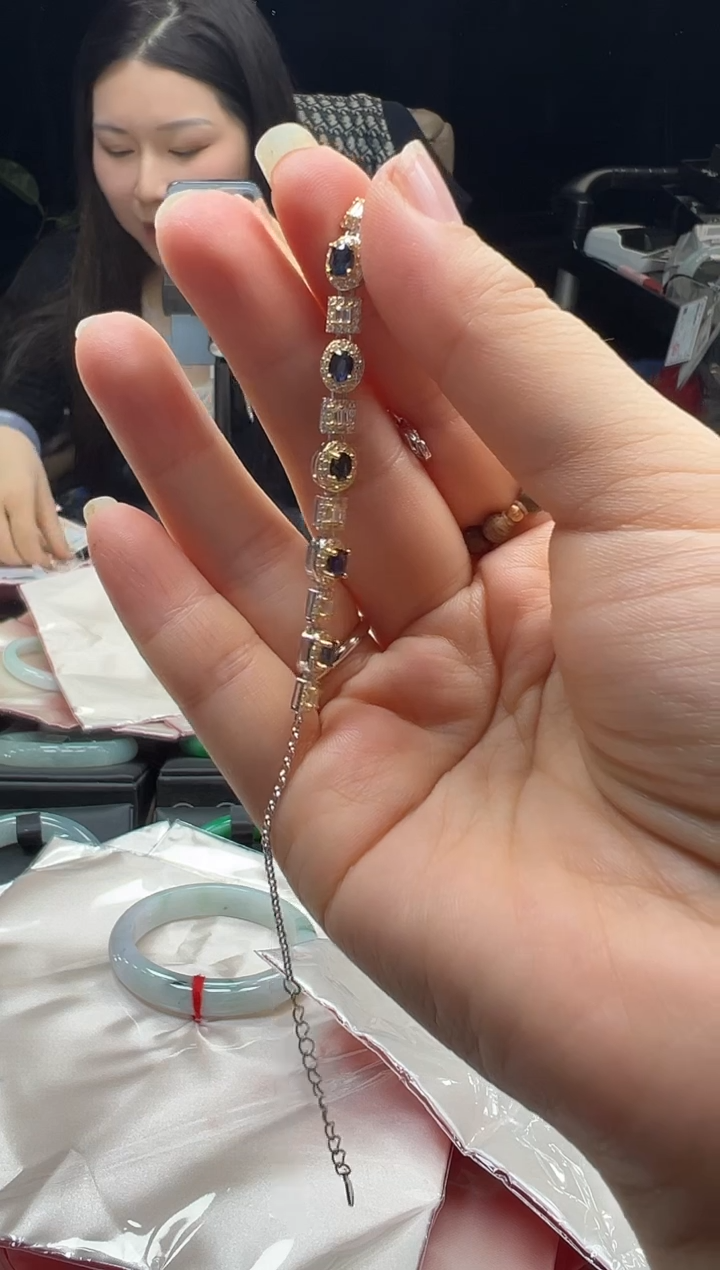 手链蓝宝石银S925镶嵌0567797896多样性发一