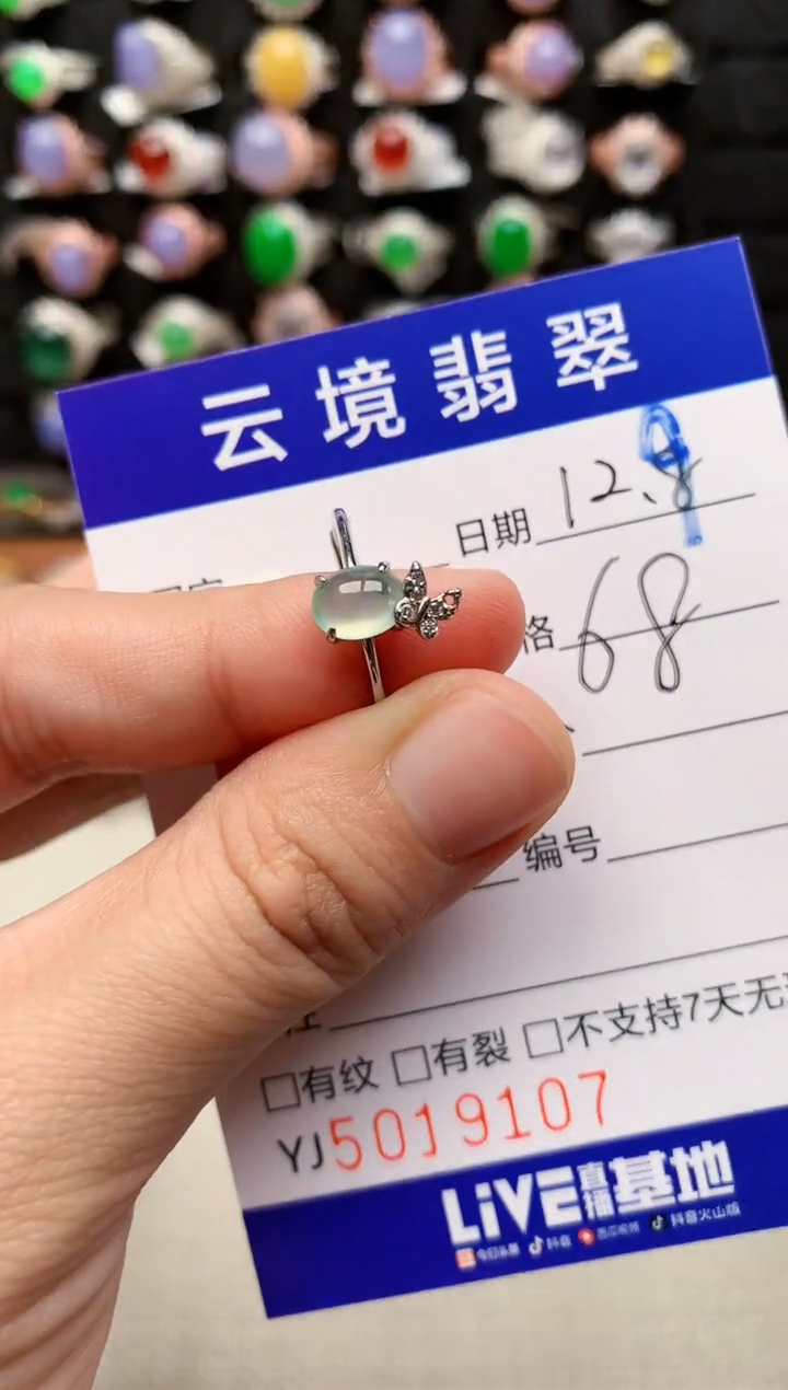银S925镶嵌戒指翡翠9107