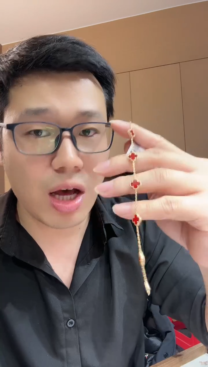 【闪购商品】玛瑙/玉髓手链18K金镶嵌红色k黄，小号五花手链GHJ