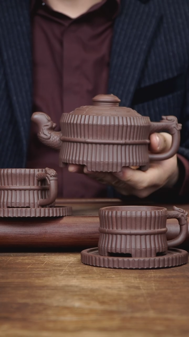 【闪购商品】紫砂茶壶主播作品龙头一捆竹 紫泥