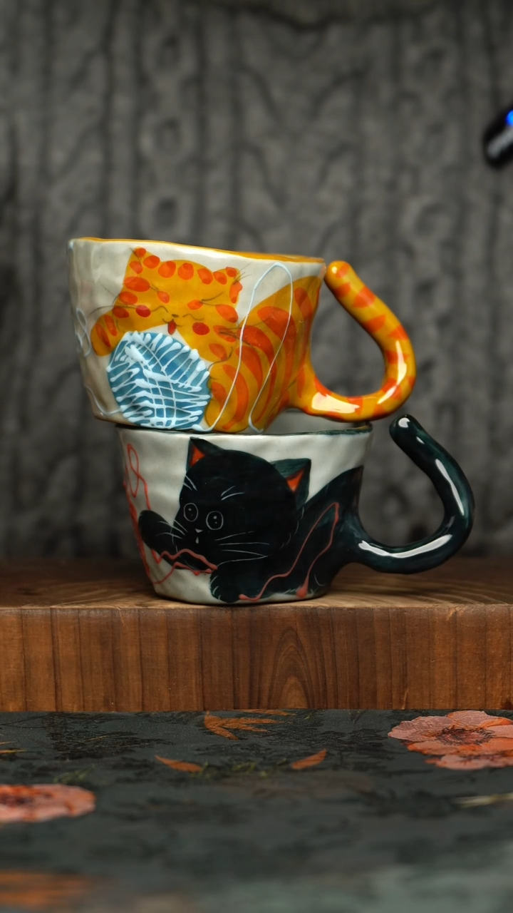 杯釉下彩手工手绘同款陶器     
