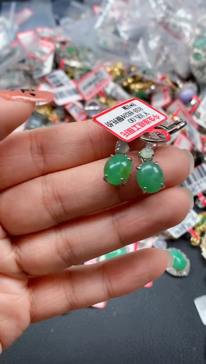 银S925镶嵌戒指翡翠天然A货缅甸翡翠