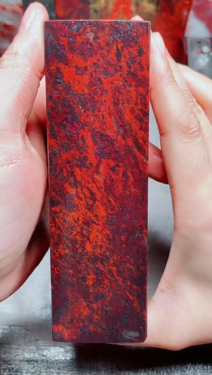 玉桂林鸡血玉素章艳血红17