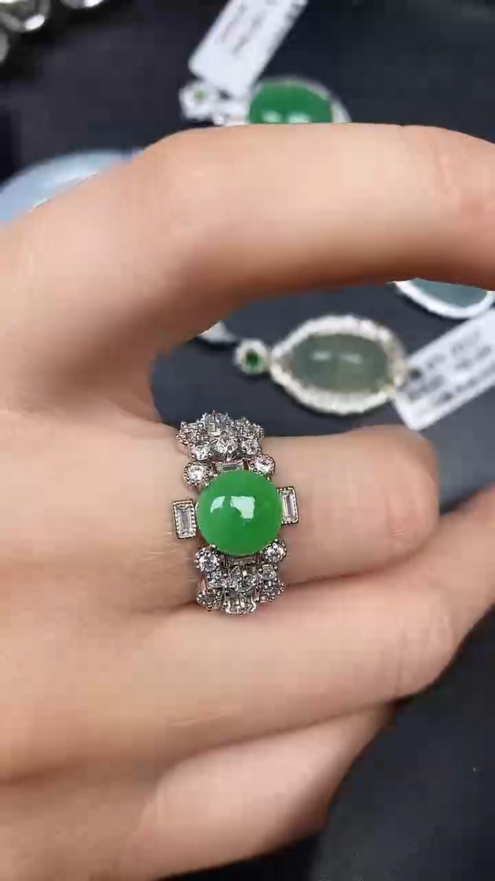 银S925镶嵌戒指翡翠2890