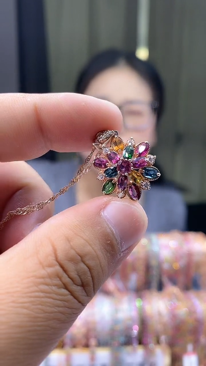 【闪购商品】碧玺吊坠银S925镶嵌45354354354354