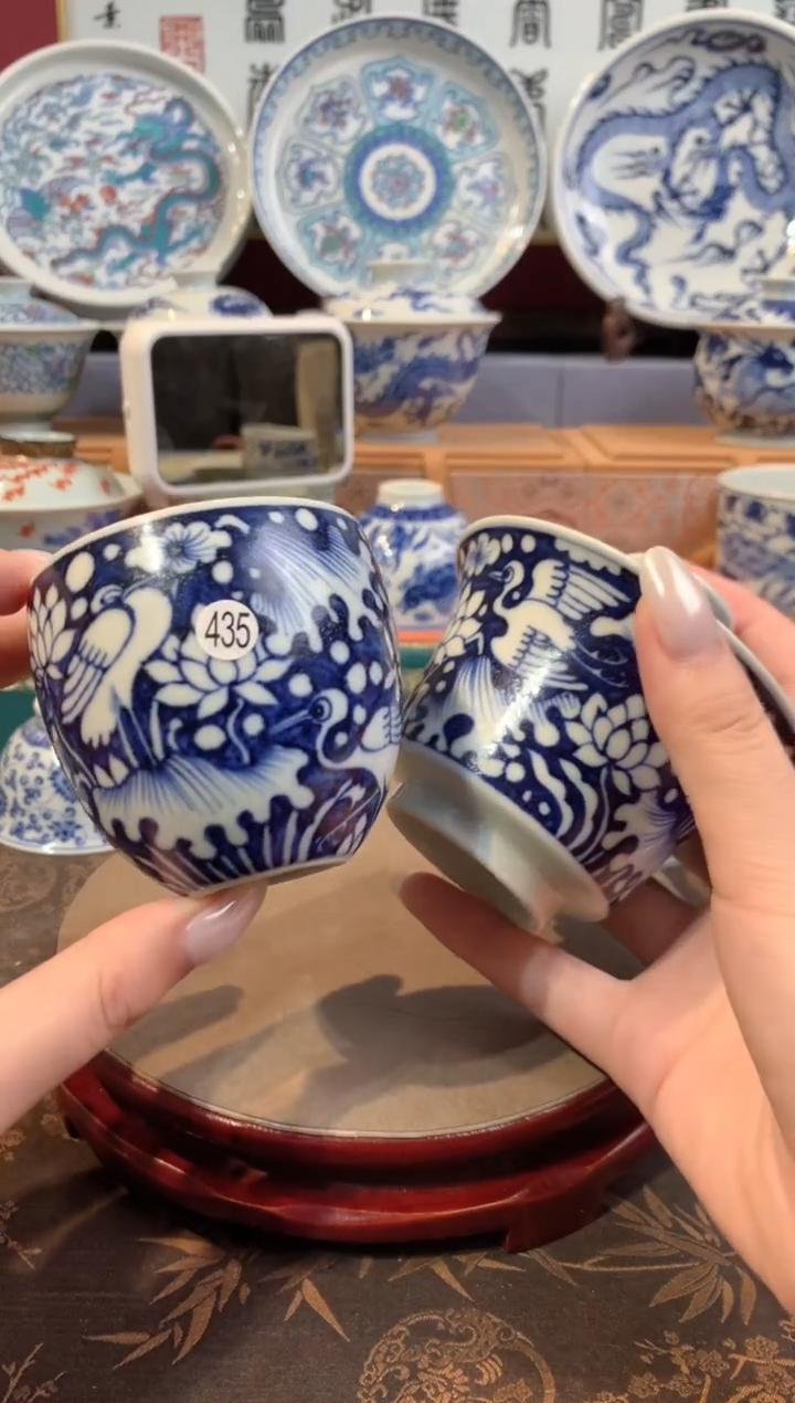 热***叶435青花盖碗加杯子qd290  qd331