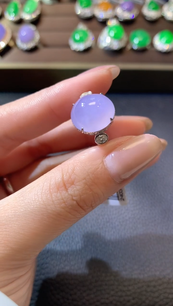 【闪购商品】翡翠吊坠(不含链)18K金镶嵌D60翡翠紫货有一定色差