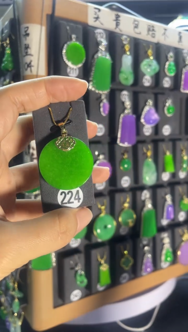 翡翠银S925镶嵌耳饰224..